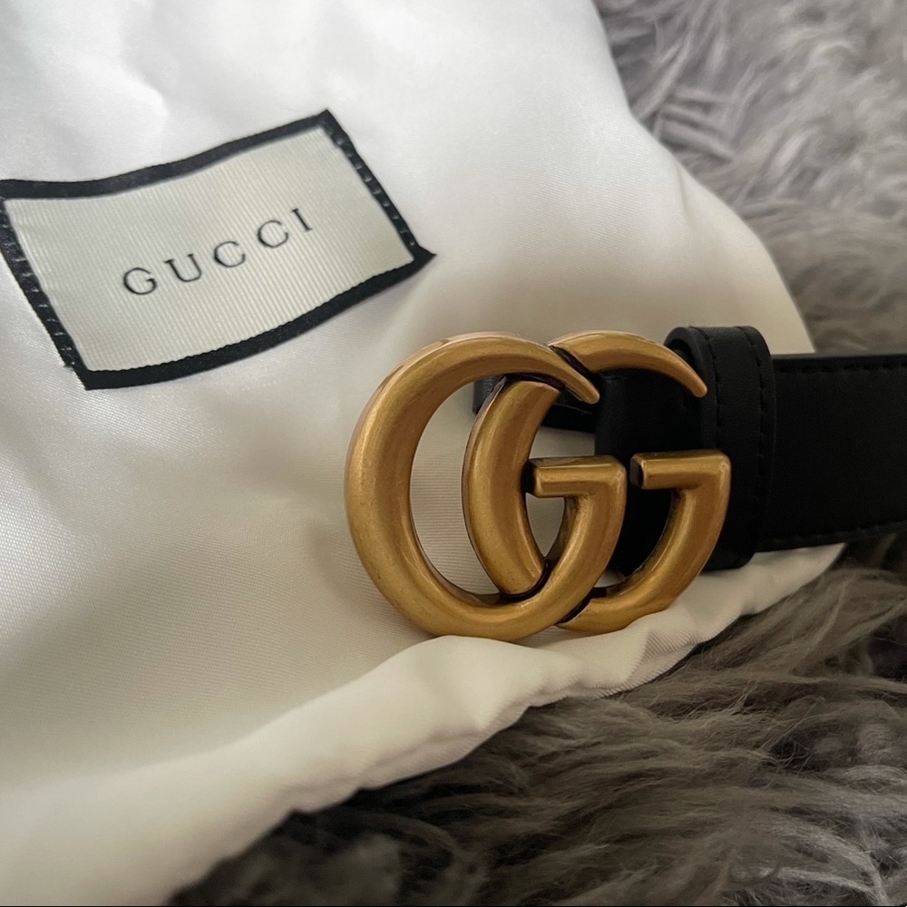 Black Gucci Marmont Leather Belt